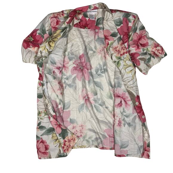 Alfred Dunner Size 10 Floral Hawaiian Shirt | Rayon Linen Vacation Blouse - Picture 7 of 9